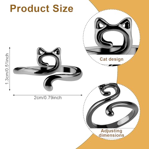 YUXIANLB 4pcs Knitting Crochet Loop Ring for Fingers Metal Open Yarn Guide Crochet Rings Adjustable Braided Faster Knitting Thimbles Holders Accessories for Crochet Mother Grandma Gifts (Cat Style) - color: 2Silver,2Black
