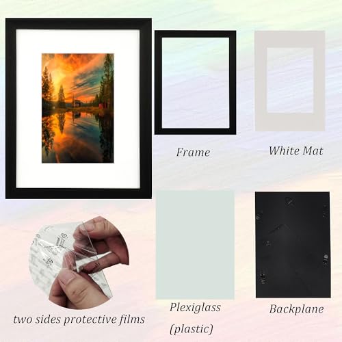 8x10 Photo Frame Gallery Picture frame with 5x7 mat,Freestanding and Wall Mountable,Black - color: Black, size: 8x10
