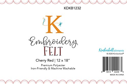 Kimberbell Felt Sheet, Color: Cherry Red, Size: 12 x18, Thickness: 1.4 mm, Iron-Friendly & Machine Washable, Machine Embroidery, Quilting & Sewing - KDKB1232 - color: Cherry Red