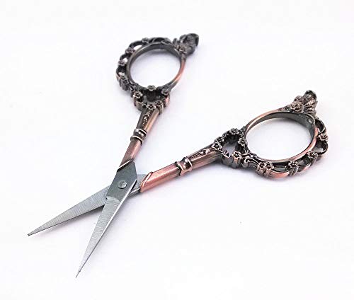 "1PCS Vintage Style Plum Blossom Needlework Scissors Sewing Embroidery Scissors Sewing Handicrafts Tool Sharp Detail Shears, Copper"