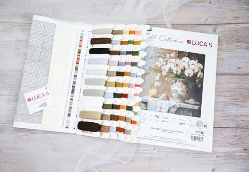Luca-S Cross Stitch Kit Gold - The Elegance of the Orchid, B714, Counted Cross Stitch Kit for Adults, Needlecraft and Embroidery Kit