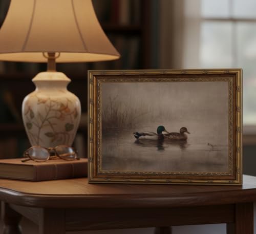 Gold Framed Vintage Mallard Duck Canvas Wall Art Farmhouse Cottage Hunting Wild Duck Painting Picture Wall Decor Poster Prints Artwork for Bedroom Office Home Decoration - color: Duck, size: 11"L x 9"W