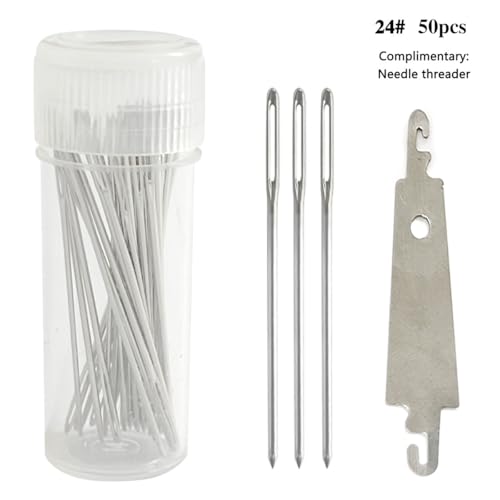 Zhenqing 50 Pack Size 24 Blunt Tapestry Needles with Metal Threader - color: 24# (50pcs+1pc Needle Threader)
