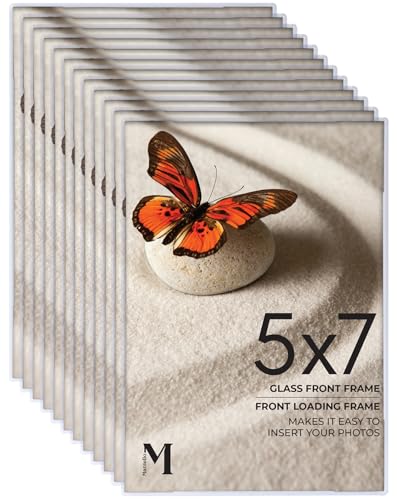Mantello 5x7 Inch Front Loading Picture Frames - Clear - Art Wall Hanging Table Desk - Family Gallery Multi Photo Frame - 12 Pack - color: Clear, size: 5x7 - 12 Pack