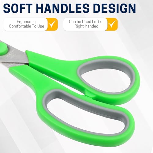 BURVAGY 10 Pack 8" Scissors All Purpose, Heavy Duty Scissors for Office - color: 10 Pack