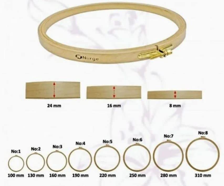 Nurge Premium Quality Beech Wood Embroidery Hoop, Cross Stitch Hoop with Gold Plated Adjustable Brass Screw for DIY Projects Ideal for Crafters,Beginners & Professionals - 5.12" Diameter & 0.31" Thick - size: 5.12" / 130mm Dia