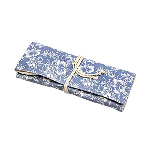 Teamoy Knitting Needle Case Organizer Holder Roll(up to 14"), Blue Flowers - color: Blue Flowers, size: 14 inches