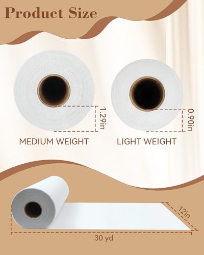 FIVEIZERO Medium Weight Non-Woven Fusible Interfacing for Sewing-12in×30yd - color: white-medium, size: medium weight