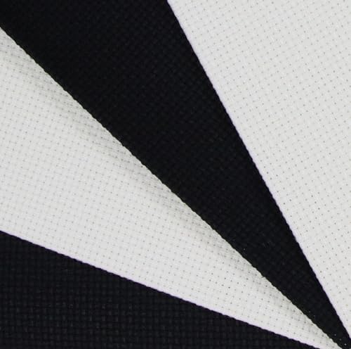 KCS 4 pc of 12" x 18"(30cmx45cm) 14CT Counted Cotton Aida Cloth Cross Stitch Fabric (Antique White+Black) - color: Antique White+black