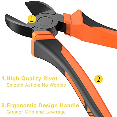 BOENFU Wire Cutters Heavy Duty Side Cutters 7.5 Inches CRV Steel, Comfort Grip Diagonal Cutting Pliers for Floral Wire, Crafting, Chicken Wire, Orange - color: 7.5 Inches - Orange Handle