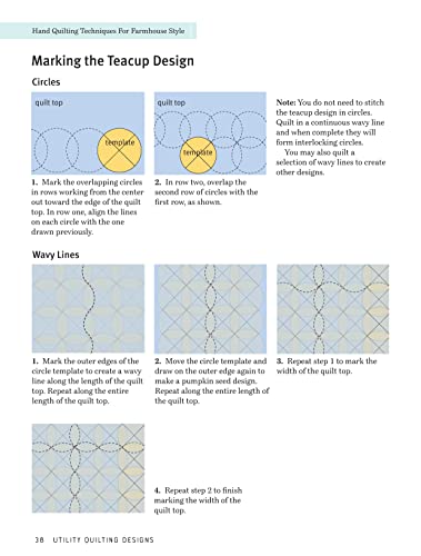 Hand Quilting Techniques for Farmhouse Style: Easy, Stress-Free Ways to Quickly Hand Quilt (Landauer) 32 Utility Designs, 11 Step-by-Step Projects, Stitches, Binding, Finishing, Basting, and More