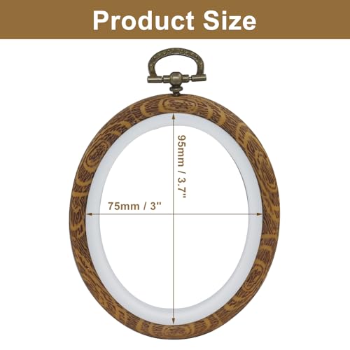 Marvexi 5Pcs Oval Embroidery Hoops 3"x3.7" Vintage Cute Faux Wood - style: 3" x 3.7"