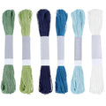 FREEBLOSS 6pcs Sashiko Thread 100% Cotton 6 * 20m(22yds) Japanese Embroidery Sashiko Threads 6-Strand Sewing Thread & Floss for Hand Sewing Embroidery Supplies, Total 120M/131yds - color: Teal