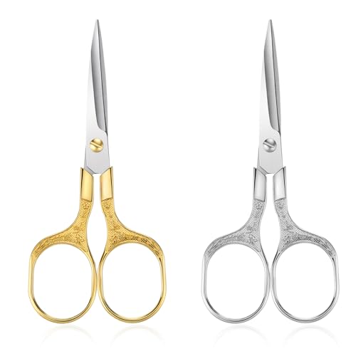 Small Embroidery Scissors, 2 Pack 5 Inch Vintage Embroidery Scissors Crochet Scissors with Stainless Steel Sharp Blade for Crafting, Sewing, Needlework, Cutting, Handicraft, Knitting