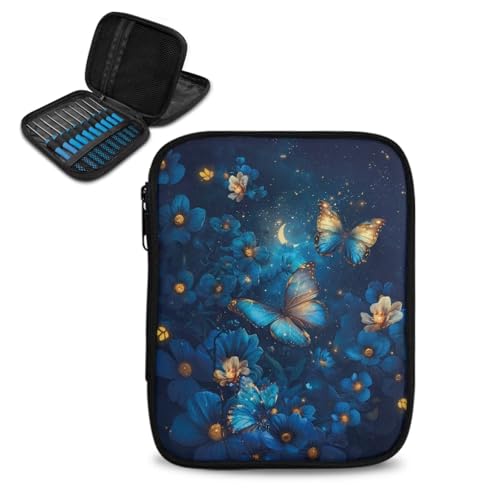 Kathyboom Butterfly Crochet Case - Hook & Accessory Organizer, Stand-Up Holder for Knitting & Crochet Supplies - color: Butterfly