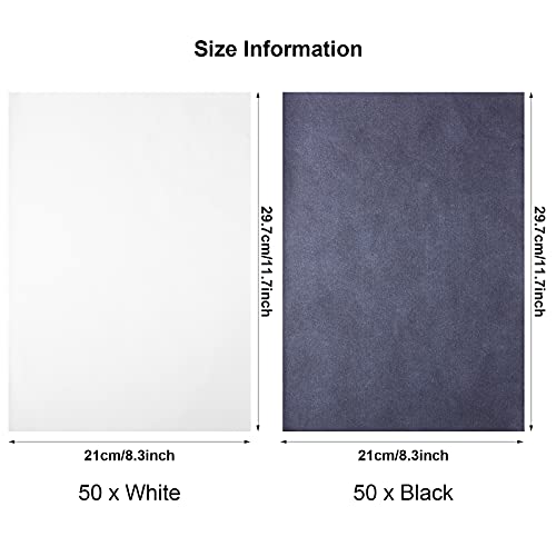 Outus 100 Sheet Carbon Transfer Paper A4 Size with Stylus Tool White＆ Black - color: Black, White