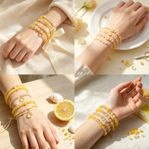 10 Color Small Assorted Glass Seed Beads, Loose Sequins (Yellow) - color: Yellow