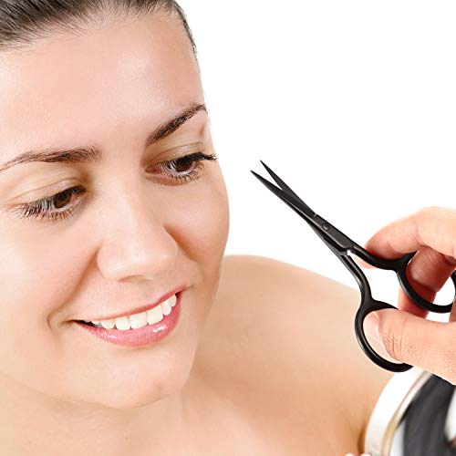 Mudder 3 Pack Small Eyebrow Nose Scissor Stainless Steel Scissor, Black - color: Black