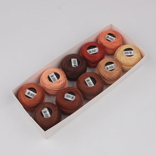 Size 8 Double Mercerized Egyptian Long Staple Cotton Pearl Thread 10 Grams (87 Yards)/Ball Crochet Thread 10 Colors per Box for Crochet Hardanger Cross Stitch Hand Embroidery (Set B) - color: Set B