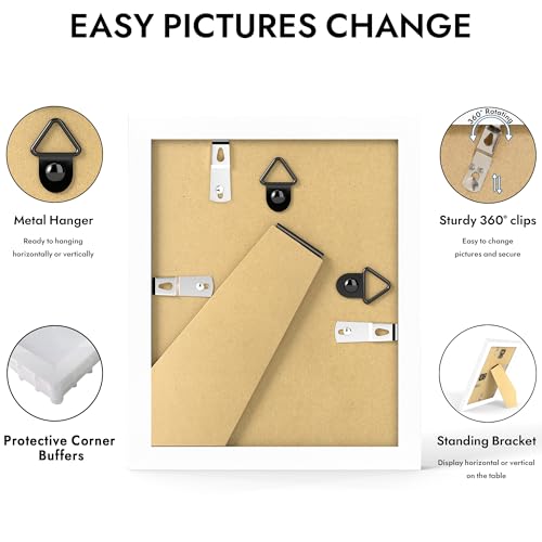 Hongkee 4x5 Picture Frame, 4 x 5 Solid Wood Frame with Real Glass - color: White, size: 4 x 5