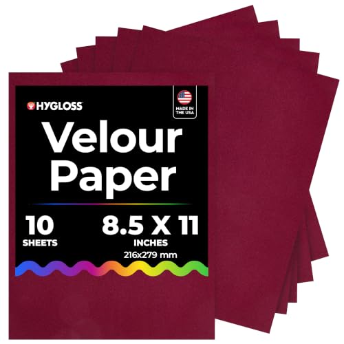 Hygloss Velour Paper 8.5 x 11, Soft Flocked Craft Paper, 10 Sheets Burgundy - color: Burgundy