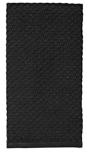 COTTON CRAFT Amazing Kitchen Towel - 12 Pack 100% Cotton Waffle Terry Towel - color: Black, size: 12 Pack
