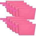 10 Pieces Cotton Canvas Makeup Bag with Bottom and Strap, Multi-Purpose Cosmetic Bag with Zipper Travel Toiletry Pouch, Blank DIY Craft Bag (Hot Pink, M) - color: Hot Pink, size: M