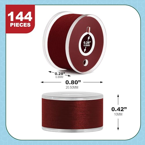 Mandala Crafts Maroon 15J SA156 Prefilled Bobbin Thread, 144 PCs - color: Maroon, size: Size A 144 X 142 Yards