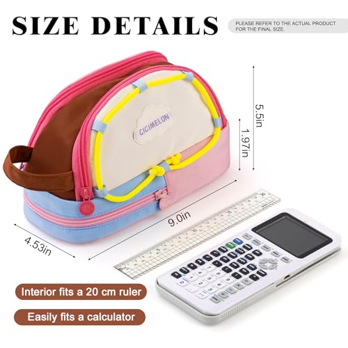CICIMELON Large Capacity Pencil Case, Cute Aesthetic Pencil Pouch with 3 Compartments, Big Pencil Bag Organizer for School Supplies, Pen Holder for Kids, Girls, Boys, Students - color: Pink Base