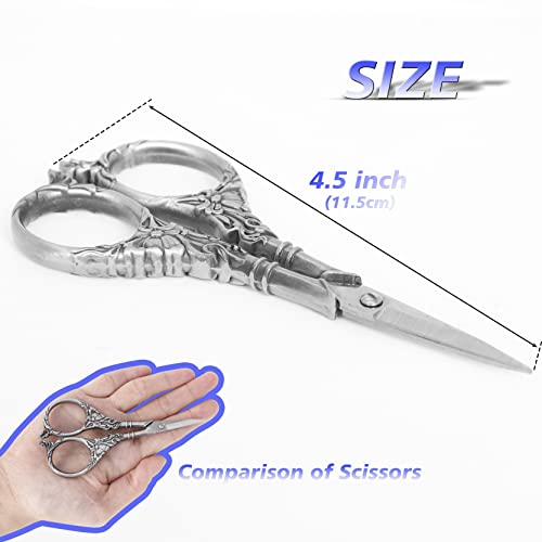 BIHRTC Embroidery Sewing Scissors Stainless Steel for Cross Stitch Cutting - color: Ancient Tin Color, size: 4.5 IN