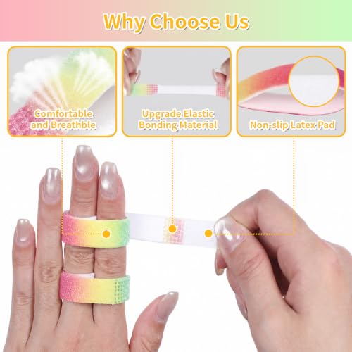 Finger Buddy Straps, 12PCS Finger Buddy Tape Straps Loops, Rainbow - color: Rainbow Gradient