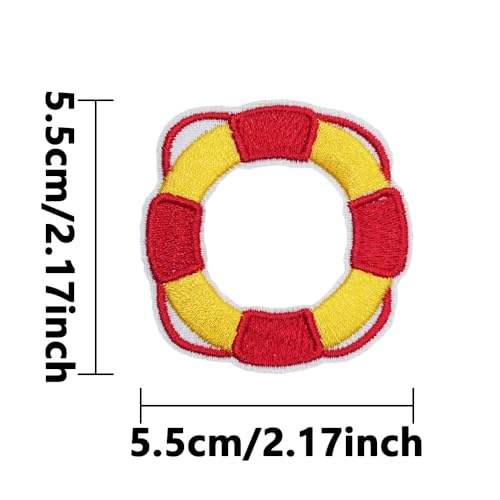 Two Yellow Swimming Ring Embroidery Patches - style: 2pcs Square Swimming Ring Patches