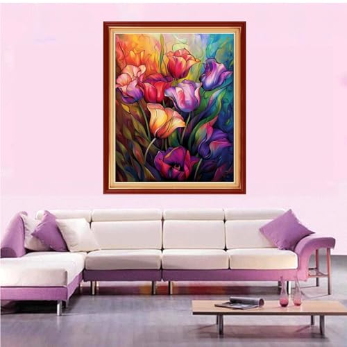 Artvxeay Stamped Cross Stitch Kits Beginners Full Range of Embroidery Starter Kits for Adults Printed Cross Stitching DIY Needlepoint Kit 11CT- Magical Flowers 16x20 inch - color: Color58