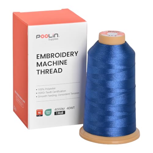 Poolin Polyester Machine Embroidery Thread 4000M 40WT Deep Royal Blue 0354 - color: Deep Royal 0354