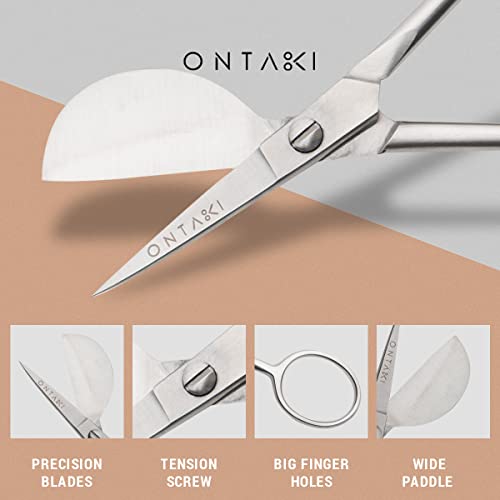 Ontaki Dual Bent Machine Embroidery Scissors - 6.5" Carbon Steel, Silver