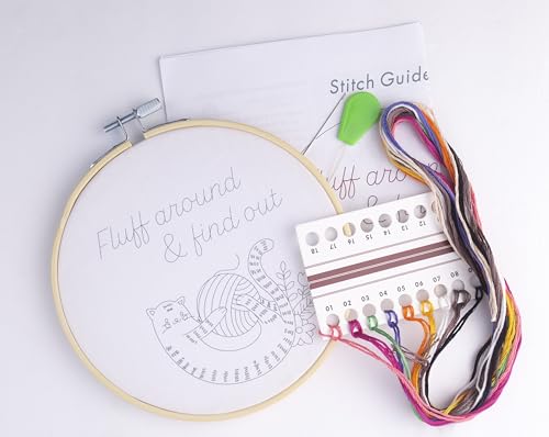 FUNATIC Fluff Around and Find Out Funny Cat Embroidery Kit for Adults - color: Fluff Around and Find Out