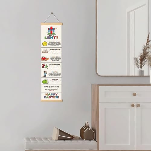 Easter Banner, What is Lent Poster, Rustic Hanging Door Banner, Wednesday Bible Study Supplies, Farmhouse Home Church Decor, Decorative Family Hanging of Scripture and Words Decorations 01 - color: Style 1