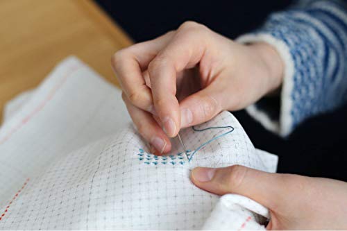 DARUMA Sashiko 100% Cotton Sewing Cloth (42.5 inch x 19.6 inch) with Grid Line and Fabric Marking Pencil Set (Navy Blue) - color: Navy Blue