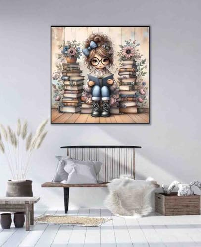 DYAIANGMU Girl Stamped Cross Stitch Kit for Adults 13.7x13.7 inches - color: red-83