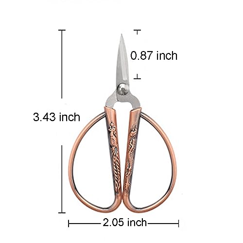 3.3-inch Small Sewing Embroidery Scissors, Stainless Steel Little Scissors Sharp Tip Detail Shears for Sewing Crafting, Art Work, Cross Stitch Cutting, Handcraft, Needlework DIY Tools Bronze - color: Bronze