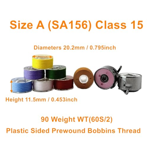 Sissewpro 36pcs Colors 60S/2(90WT) Prewound Bobbin Thread, Plastic Size A SA156 Embroidery Bobbins, Cottonized Soft Feel Sewing Machine Bobbin for Brother Singer Janome Babylock Quilting Embroidery - color: SA156 90WT(60S) Colors