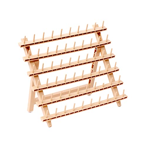 Laflare Braid Rack 60 Spools, PP Braiding Hair Stand, Thread Rack, Sewing Organizer, Quilting, Embroidery - Versatile Extension Holder - color: 1. Wood Color