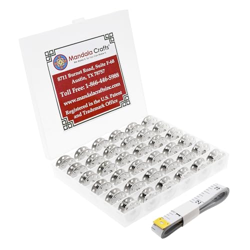 Mandala Crafts Empty SA155 Bobbins for Brother Sewing Machine, 36 Metal Class Size L Bobbins Compatible with Singer, Kenmore, Bernina, Janome, Elna - color: Silver, size: Size L 36 Rolls