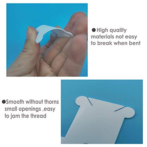 Fokanlo 300 Pieces Plastic Floss Bobbins with 1 Bobbin White Winders for Cross Stitch Cotton Thread Craft DIY Sewing Storage,Thread Organizer Holder Set Embroidery Stitch Bobbin 300+1