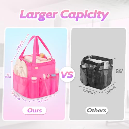 famichan Mesh Portable Shower Caddy with Drawstring, Girls Dorm Room Essentials - color: Rose Red
