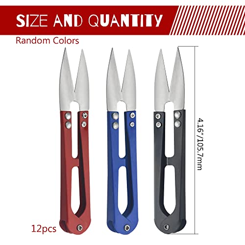 WMYCONGCONG 12 PCS U Sewing Scissors Clippers Yarn Thread Cutter Mini Small Snips Carbon Steel Trimming Nipper Embroidery Clippers Handheld Snippers for Arts Crafts Stitch DIY Projects, RANDOM COLOR