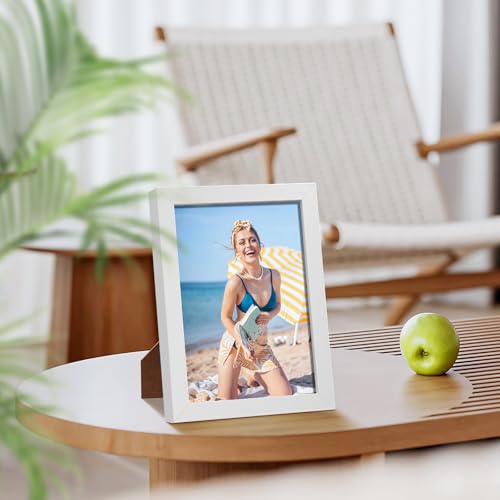 HappyHapi 4x6 Picture Frame Set of 5, Wall or Tabletop Display, White - color: White, size: 4x6