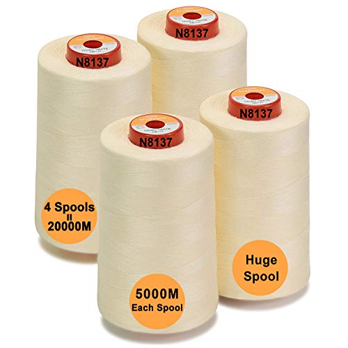New brothread 4 Large Cones All Purpose Polyester Thread -Ivory White - color: 4xIvory White