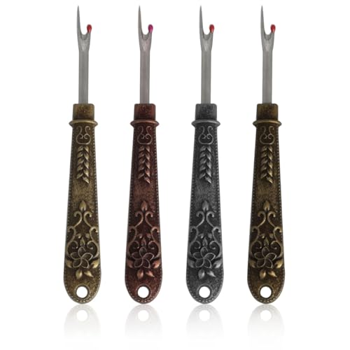XGNG 4pcs Vintage Mini Thread Remover Embroidery Handmade Clothes Cutter Tool Cross Stitch Pick Thread Cutter Sewing Thread Remover Knife Metal Sewing Seam Ripper