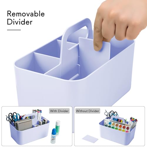 Tiawudi Multipurpose Caddy Organizer, Plastic Caddy with Handle, Stackable Desk Organizer for Stationery, Marker and Pencil, Office Supplies Organizer, Dorm Caddy - color: Violet, size: Rectangle